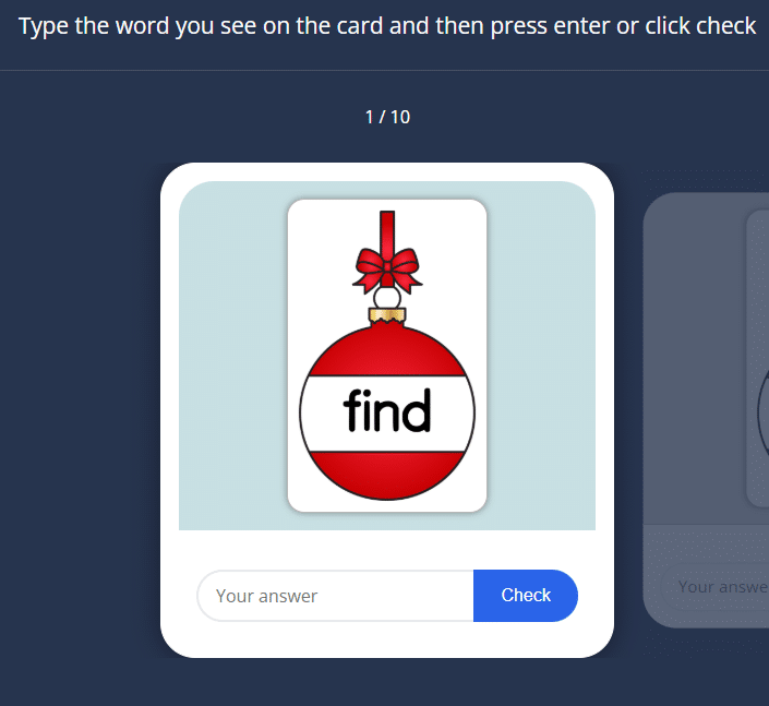 Ornaments Sight Words Flashcards 1