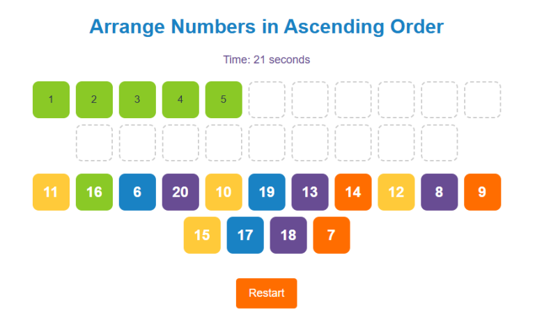 Drag and Drop Number Order