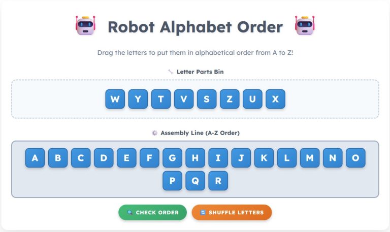 Robot ABC Order Drag and Drop
